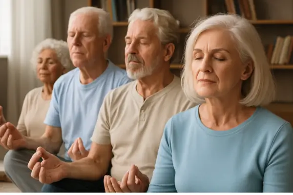 Idosos pfazendo Mindfulness