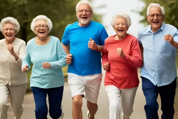 Idosos praticando corrida