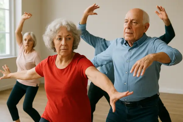 Idosos fazendo Dança Contemporânea