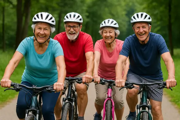 idosos fazendo Ciclismo